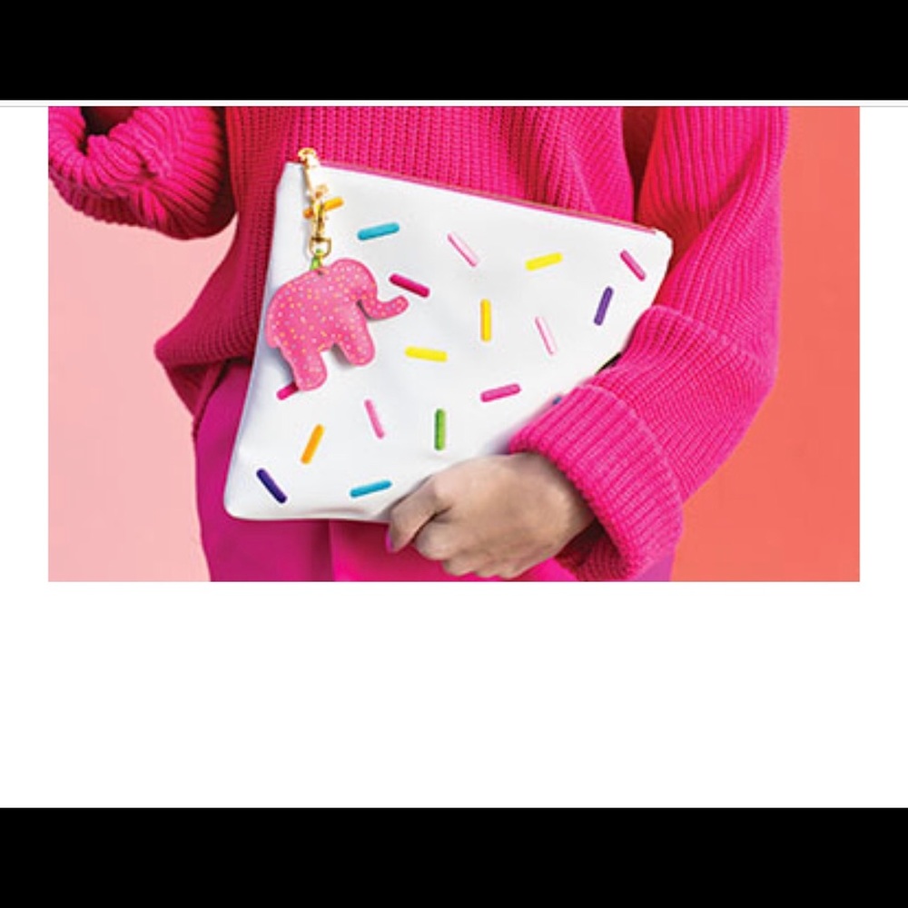 Studio DIY white embroidered sprinkle clutch